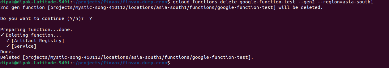 gcloud cloud function delete